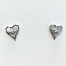 Mother of Pearl Heart with Cubic Zirconia Stud Earrings