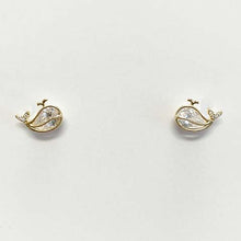 Cubic Zirconia Whale with Pave Tail Stud Earrings