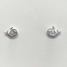 Cubic Zirconia Whale with Pave Tail Stud Earrings