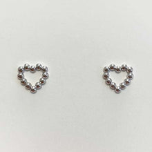 Beaded Open Heart Stud Earrings