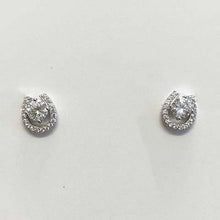 Pave Horseshoe with Cubic Zirconia Stud Earrings