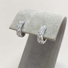 7 Cubic Zirconia Ovals Thick Huggie Hoop Earrings