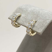 7 Cubic Zirconia Ovals Thick Huggie Hoop Earrings