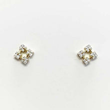 Rhombus with Square Cubic Zirconia Stud Earrings