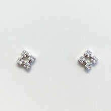 Rhombus with Square Cubic Zirconia Stud Earrings