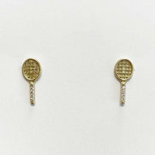 Tennis Racket Pave Handle Stud Earrings