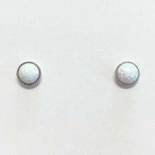 Opal Dome Beaded Edge Stud Earrings