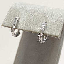 Rectangle Cubic Zirconia Bezel Huggie Hoop Earrings
