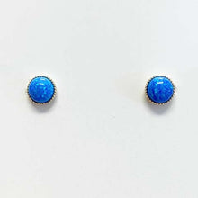 Opal Dome Beaded Edge Stud Earrings