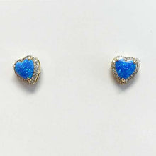 Opal Heart Halo Stud Earrings