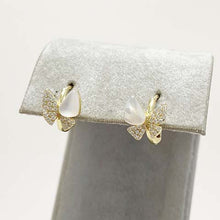 Pave Mother of Pearl Butterfly Huggie Earrings