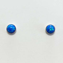 Opal Dome Beaded Edge Stud Earrings