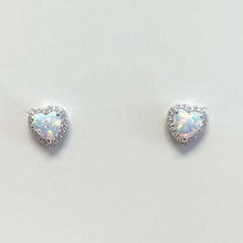 Opal Heart Halo Stud Earrings
