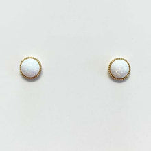 Opal Dome Beaded Edge Stud Earrings