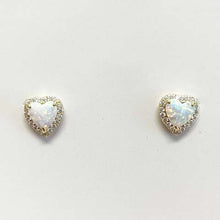 Opal Heart Halo Stud Earrings