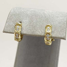 Cubic Zirconia Criss Cross & Channel Huggie Earrings
