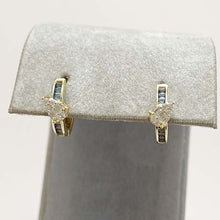 Pave Teardrop Baguette Channel Huggie Earrings
