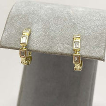 Rectangle Cubic Zirconia Bezel Huggie Hoop Earrings