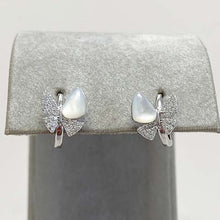 Pave Mother of Pearl Butterfly Huggie Earrings