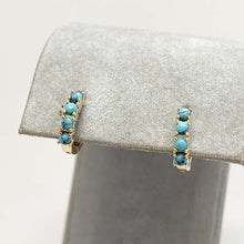 Turquoise Stones Huggie Hoop Earrings