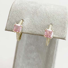 Square Cubic Zirconia Pave Hoop Earrings