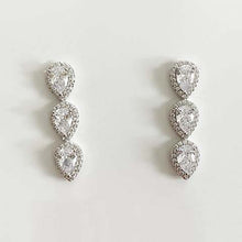 Cubic Zirconia Teardrop Halo Drop Earrings