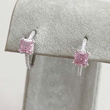 Square Cubic Zirconia Pave Hoop Earrings