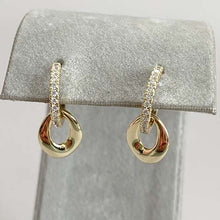 Oval Link Pave Huggie Hoop Earrings