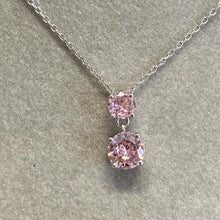 2-Round Cubic Zirconia Drop Pendant Necklace