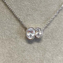 Cubic Zirconia Double Oval Bezel Necklace
