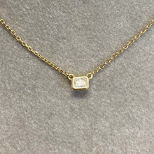 Tiny Cubic Zirconia Rectangle Bezel Necklace