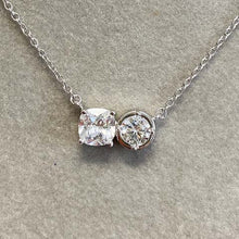 Round Bezel & Square Cubic Zirconia Necklace