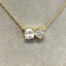 Round Bezel & Square Cubic Zirconia Necklace