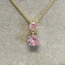 2-Round Cubic Zirconia Drop Pendant Necklace