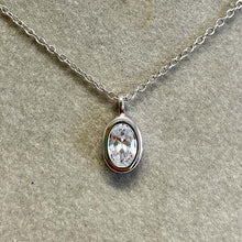 Cubic Zirconia Oval Bezel Pendant Necklace