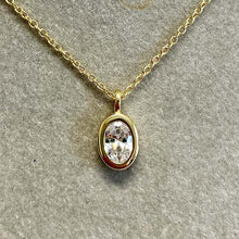Cubic Zirconia Oval Bezel Pendant Necklace
