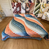 Teal & Coral Surf Song King Quilt