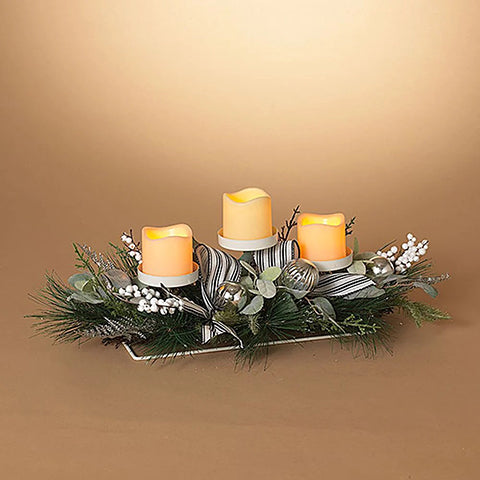 Pillar Candle Floral Centerpiece