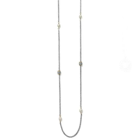 Petite Pearl Two Tone Long Necklace