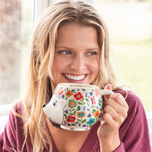 Floral Hedgehog Folk Art Mug