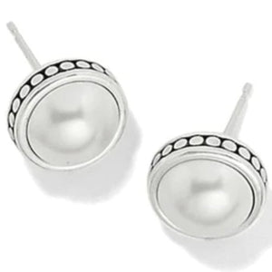 Medallion Pearl Post Earrings