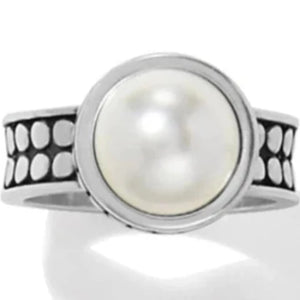 Pebble Dot Pearl Wide Band Ring