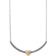 Bold Two Tone Heart Bar Necklace