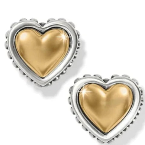 Two Tone Heart Petite Earrings