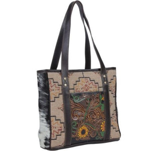 Fleur Hand-Tooled Tote Bag