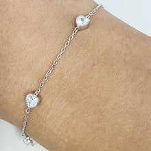 Cubic Zirconia Heart Station Bracelet