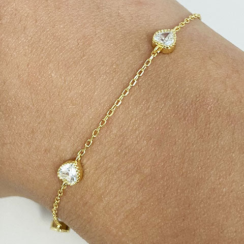 Cubic Zirconia Heart Station Bracelet