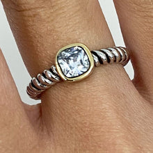 Brass Cubic Zirconia Square Bezel Rope Band Ring
