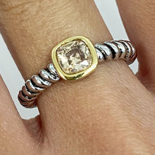 Brass Cubic Zirconia Square Bezel Rope Band Ring