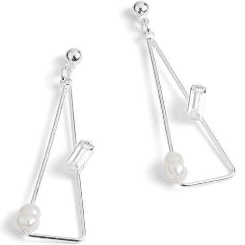 Triangle Floating Stone Earrings